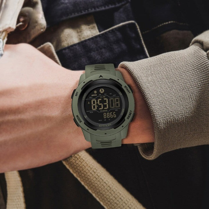Military Pedometer Watch – Waterproof Digital Steps Distance & Outdoor