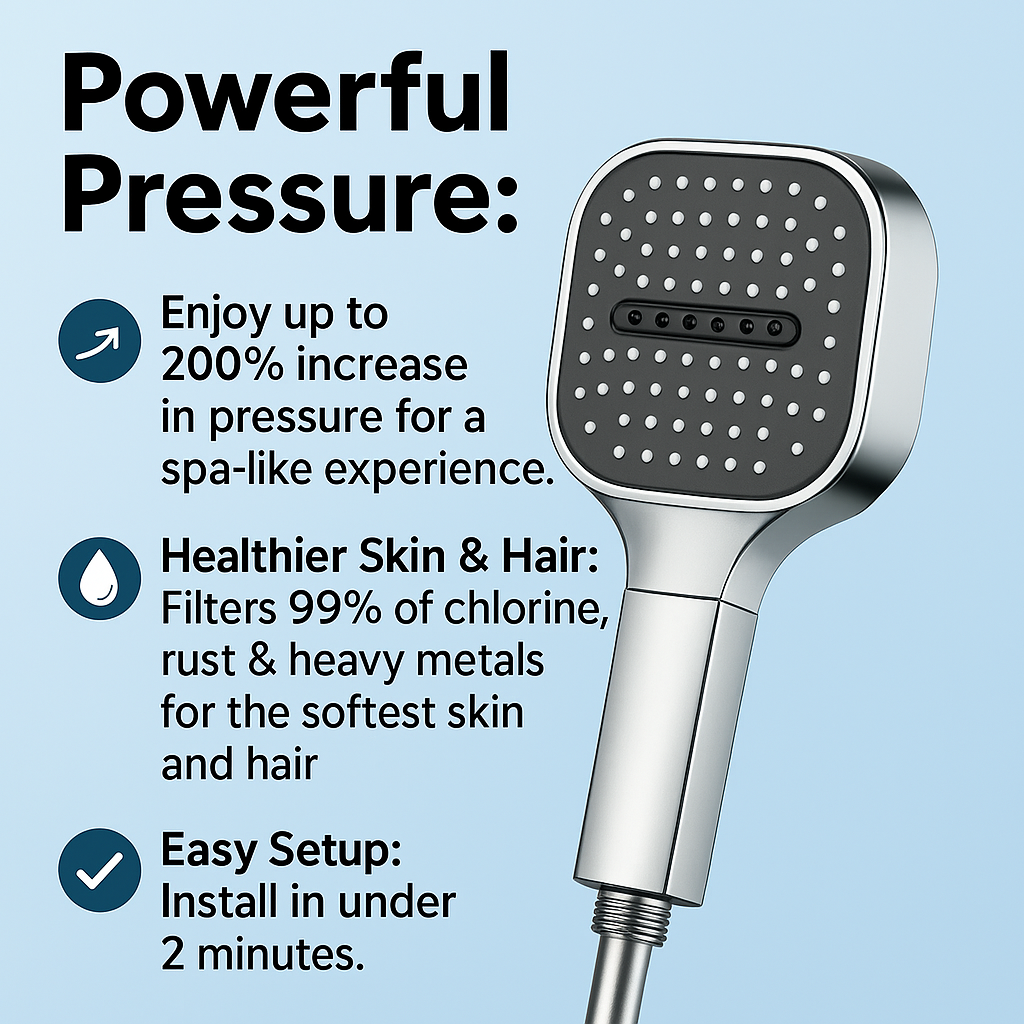 High-Pressure Shower Head – Turbo Boost Technology & Water Filtration