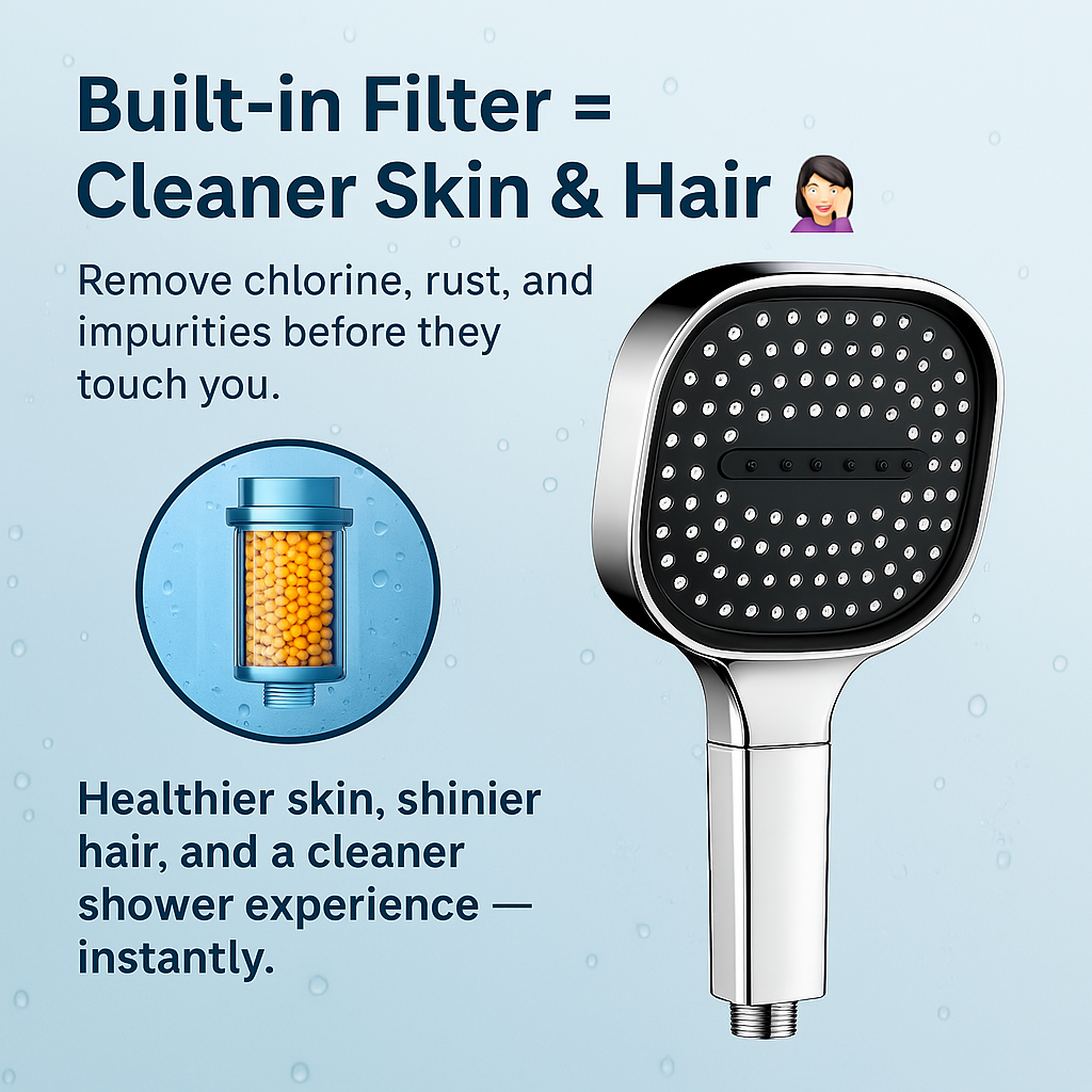 High-Pressure Shower Head – Turbo Boost Technology & Water Filtration