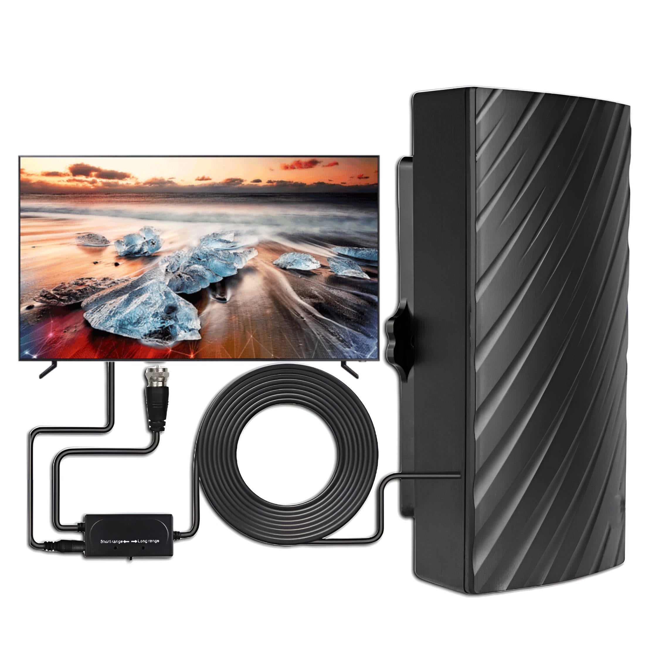 Long Distance 2025 Indoor Outdoor Antenna Box Edition HDTV Amplified 460 Mile Range
