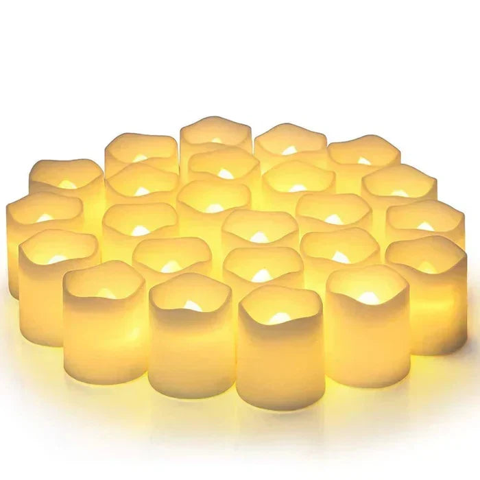 Flameless Halloween LED Candles with Warm White Glow, 24-Pack Battery Powered