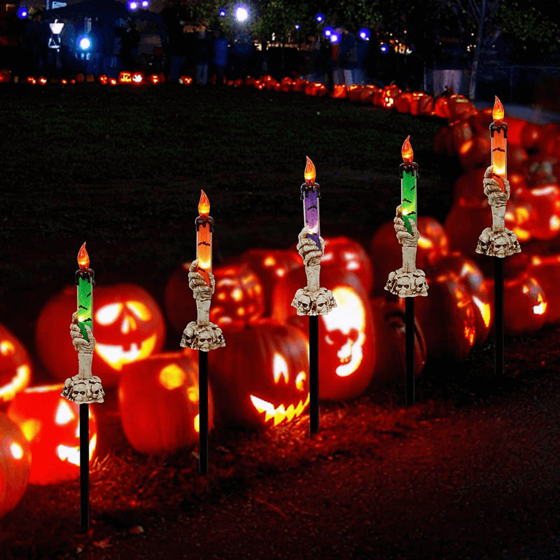 Solar Skull Hand Candle Pathway Light