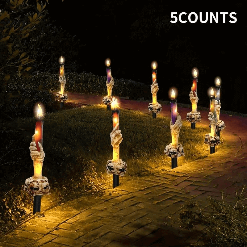 Solar Skull Hand Candle Pathway Light