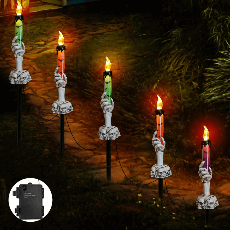 Solar Skull Hand Candle Pathway Light