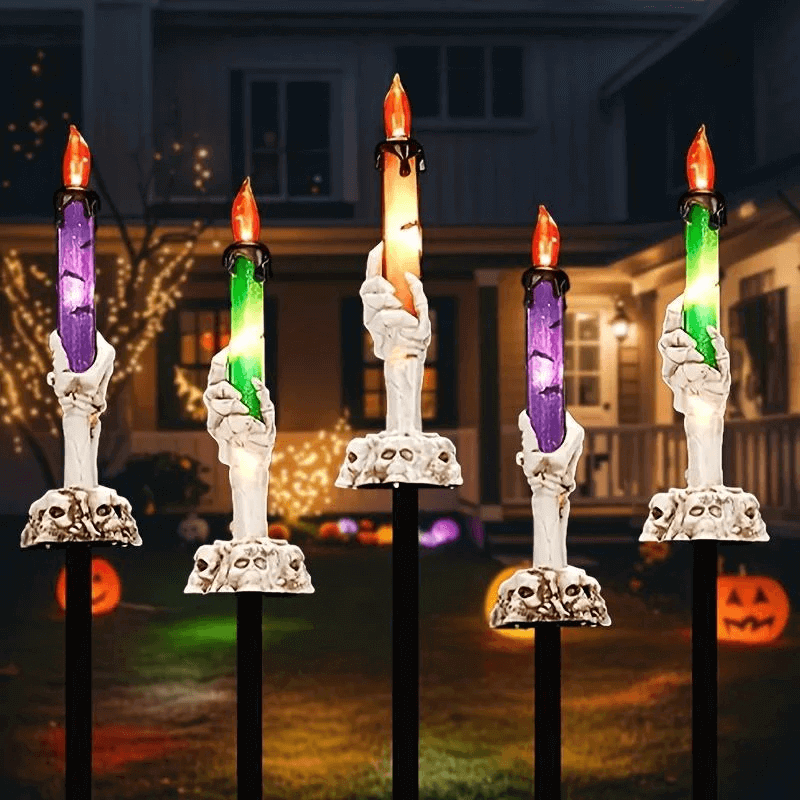 Solar Skull Hand Candle Pathway Light