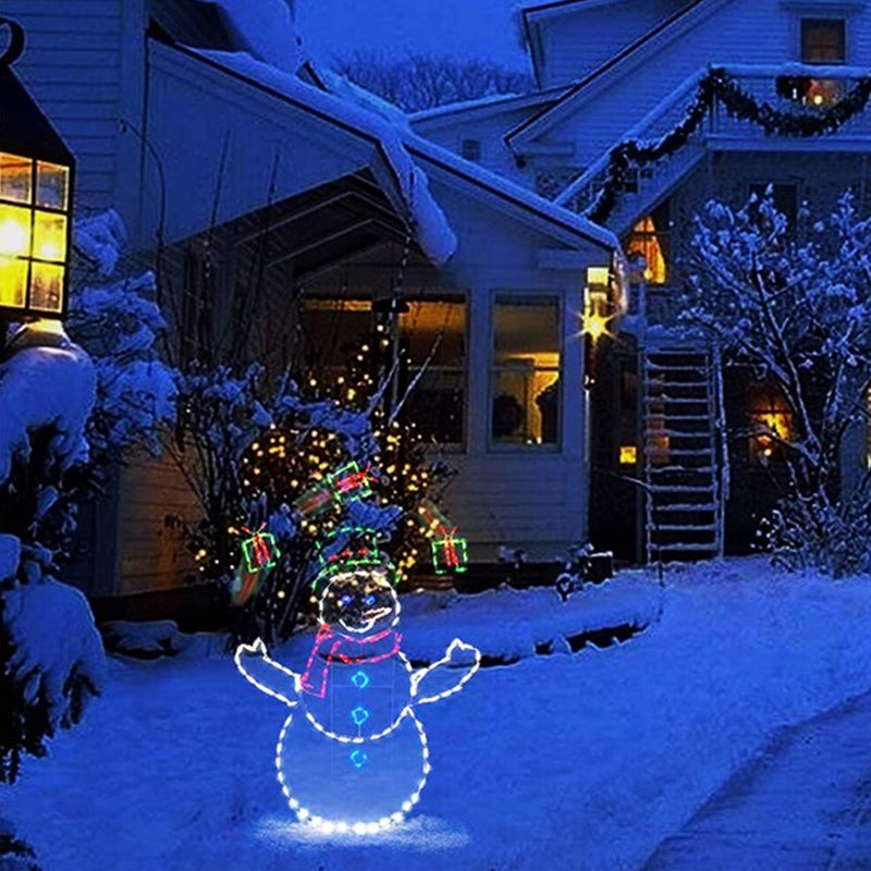 Animated LED Snowball Fight Light – Outdoor Snowman and Penguin Christmas Display