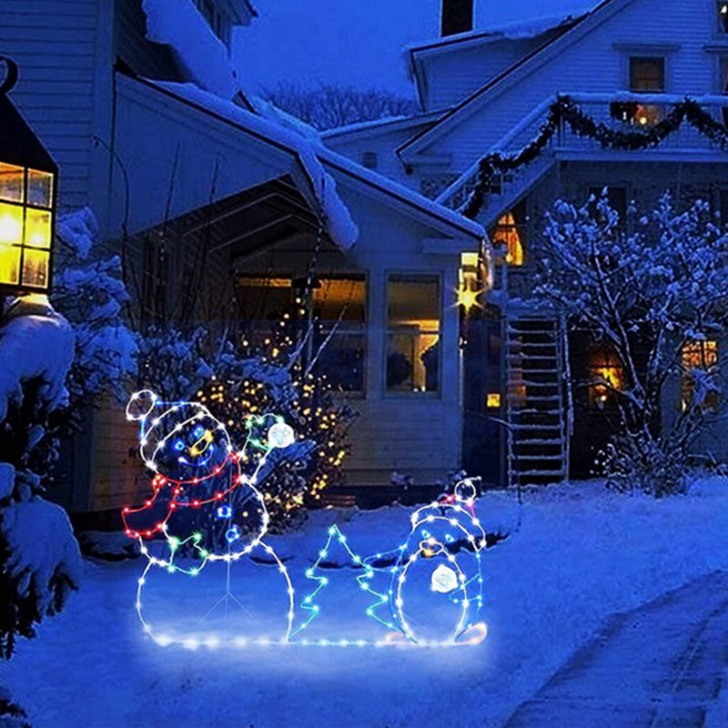 Animated LED Snowball Fight Light – Outdoor Snowman and Penguin Christmas Display