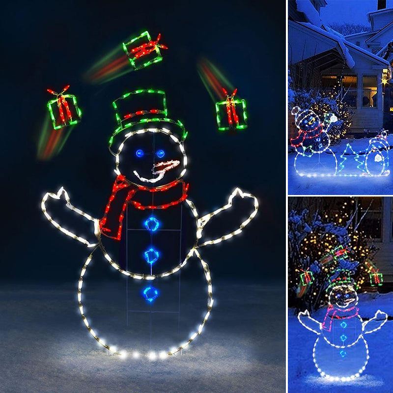 Animated LED Snowball Fight Light – Outdoor Snowman and Penguin Christmas Display