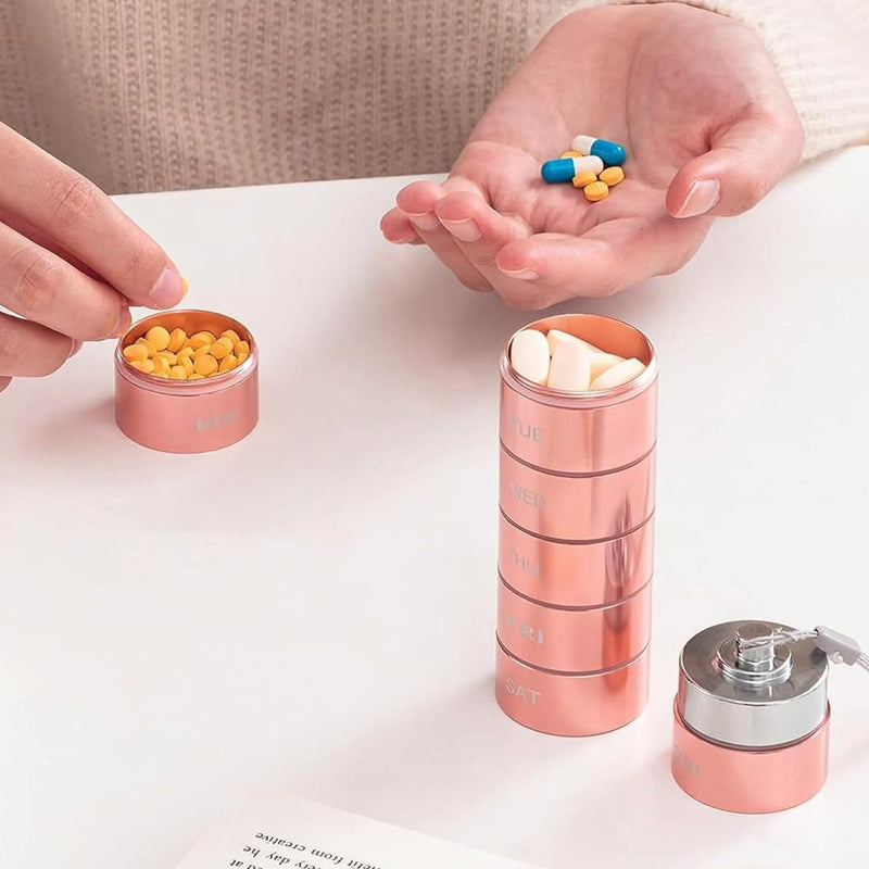 Weekly Pill Organizer - 7-Day Waterproof Aluminum Case for Travel & Home