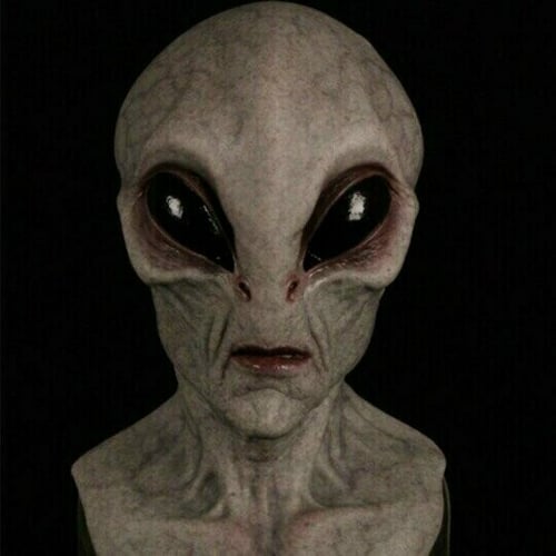Full head alien costume mask with hand-painted latex silicone finish