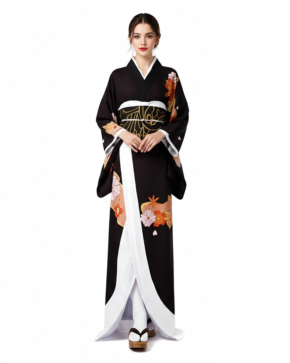 Women’s Layered Black Kimono-Style Costume