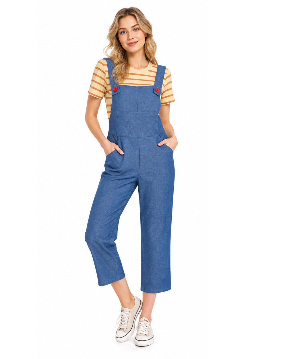 Women’s Striped Shirt and Blue Overall Costume