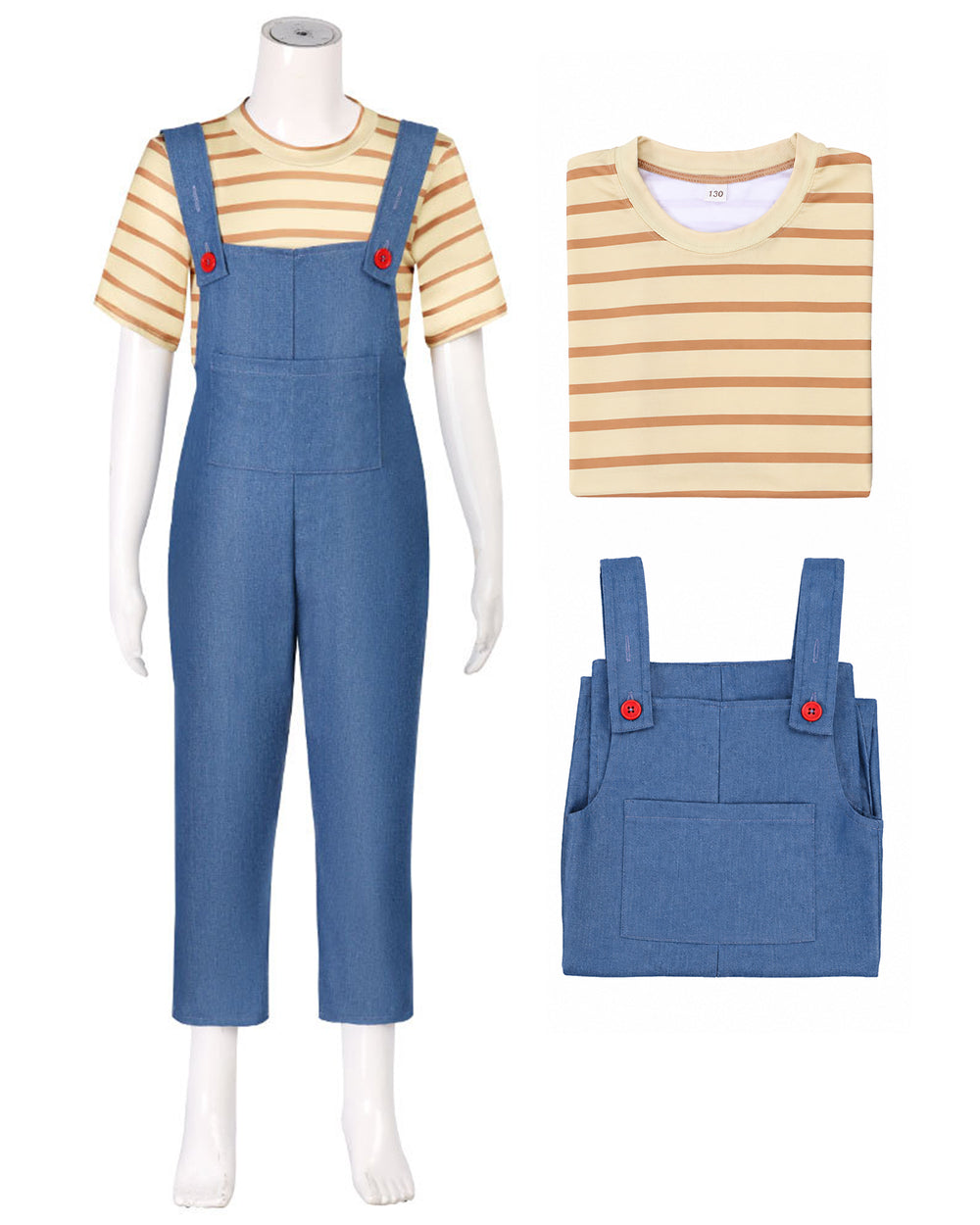 Women’s Striped Shirt and Blue Overall Costume