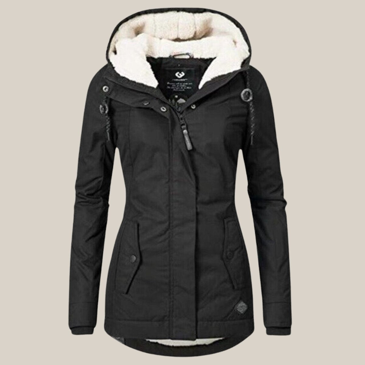 Women's Fleece-Lined Hooded Winter Jacket with Zip Front