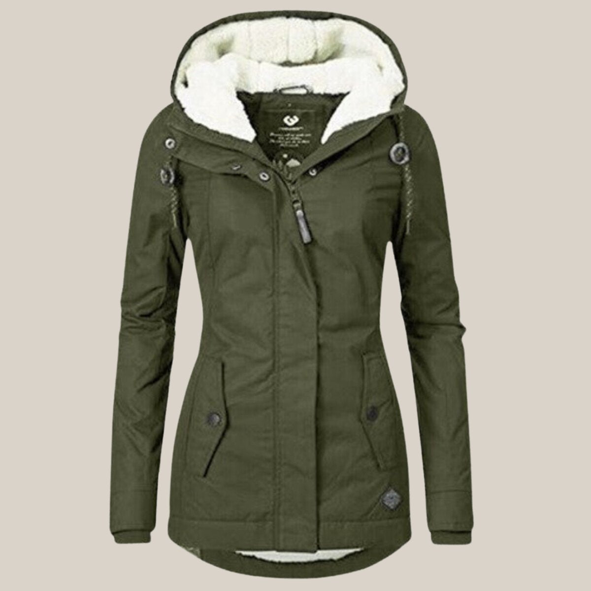 Women's Fleece-Lined Hooded Winter Jacket with Zip Front